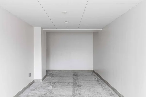 Перспектива Порожнього Білого Підвалу Бетонної Кімнати — стокове фото
