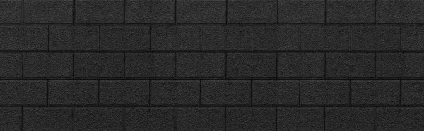 黑色石墙全景无缝背景与图案质感 — 图库照片