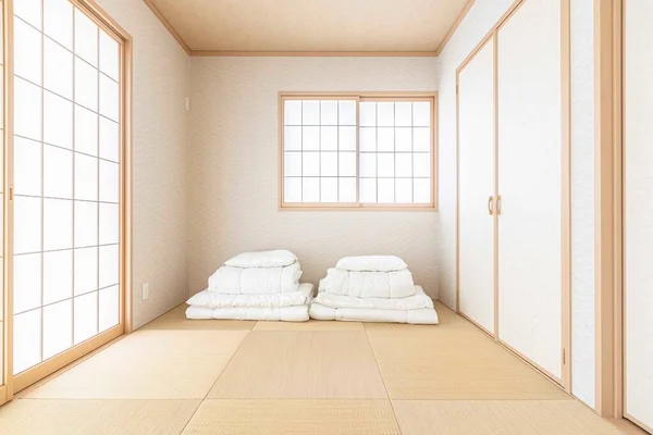 Dormitorio Vacío Estilo Japonés Nueva Casa Japonesa —  Fotos de Stock