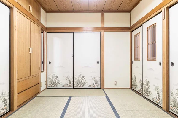 Kamar Tidur Bergaya Jepang Kosong Rumah Jepang Lama — Stok Foto