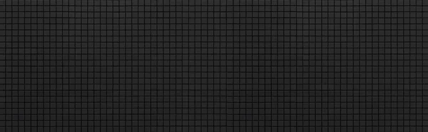 Panorama Mosaico Nero Modello Piastrelle Parete Sfondo Senza Soluzione Continuità — Foto Stock