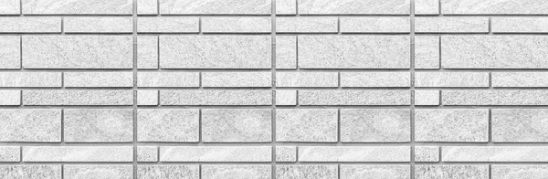 Panorama Van Blok Patroon Van Witte Steen Bekleding Muur Tegel — Stockfoto