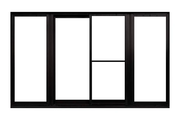 Beyaz Arkaplanda Izole Edilmiş Klasik Siyah Metal Pencere Çerçevesi — Stok fotoğraf