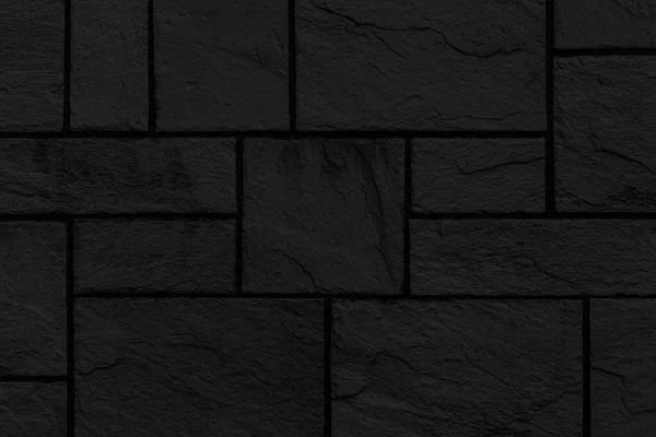 Blok Patroon Van Zwarte Steen Bekleding Muur Tegel Textuur Naadloze — Stockfoto