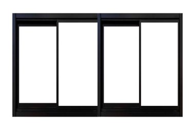 Siyah metal pencere çerçevesi beyaz arkaplanda izole edildi