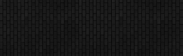 ブラックストーンレンガの壁の質感とシームレスな背景のパノラマ — ストック写真