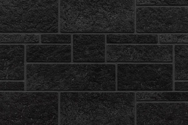 Block Pattern Black Stone Cladding Wall Tile Texture Seamless Background — Stock Photo, Image