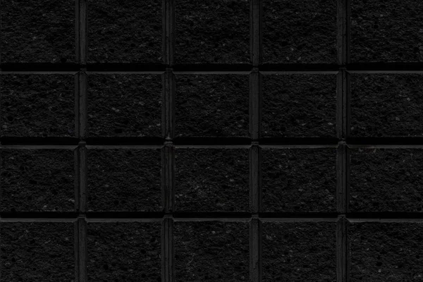 Zwarte Stenen Blok Muur Naadloze Achtergrond Patroon Textuur — Stockfoto