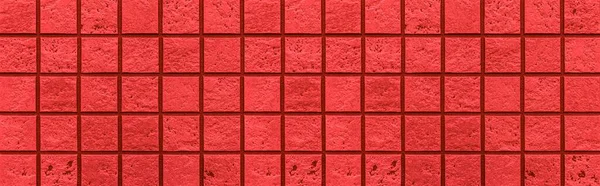 Panorama Padrão Azulejo Parede Mosaico Vermelho Fundo Sem Costura — Fotografia de Stock