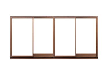 Beyaz arka planda izole edilmiş klasik kahverengi metal kapı çerçevesi