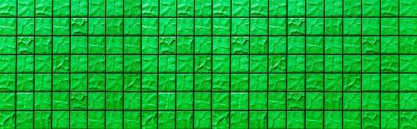 Panorama Green Mosaic Wall Tile Pattern Seamless Background — Stock Photo, Image