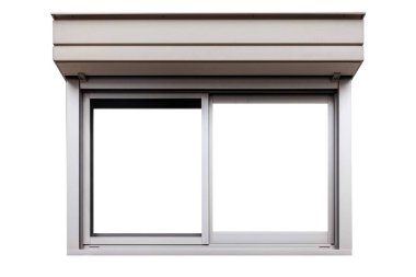 Beyaz arkaplanda izole edilmiş klasik beyaz metal pencere çerçevesi