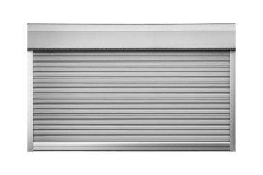 Metal silindir pencere panjuru beyaz arkaplanda izole edildi