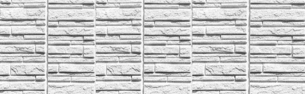 Panorama Block Pattern White Stone Cladding Wall Tile Texture Seamless — Stock Photo, Image