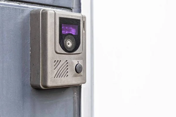 Close Security Intercom Button Apartment Door — Stock Photo, Image