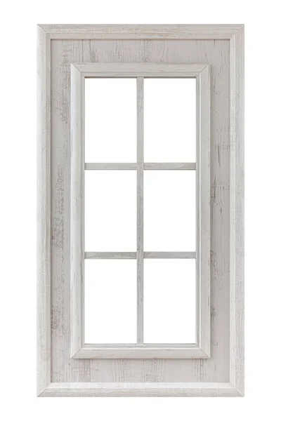 Evropský Styl Bílý Dřevěný Rám Okna Izolované Bílém Pozadí — Stock fotografie