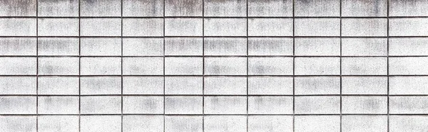 Panorama Van Wit Cement Blok Hek Naadloze Achtergrond Patroon — Stockfoto