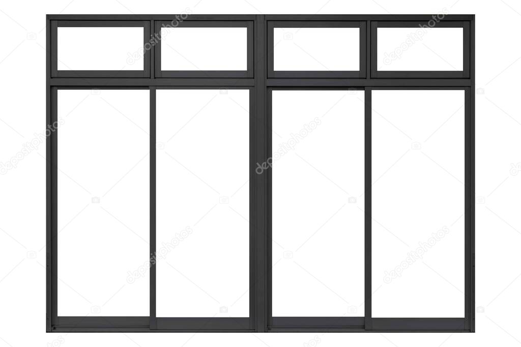 Black aluminum door frame isolated on a white background