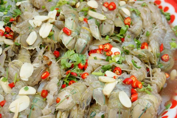 Pile Spicy Pickled Mantis Shrimp Thailand Market — Stock Photo, Image