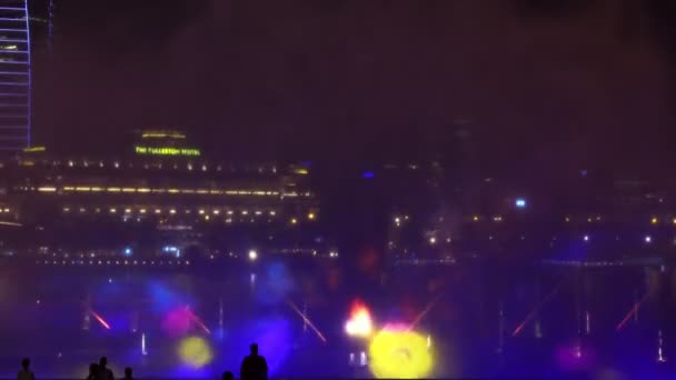 Singapur Marca 2019 Pokaz Świetlny Wodny Marina Bay Sands Porze — Wideo stockowe