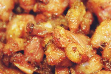 derin kızarmış tavuk eklemleri arka plan kadar yakın, Tay sokak gıda