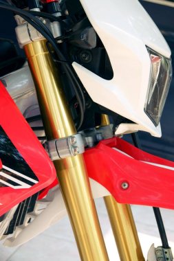bangkok,tayland-05 Nisan 2019:Motor lu motosiklet detayı-A Honda motosiklet motosiklet mağazasında gösterildi