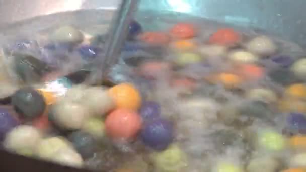 Thai Deep Fried Sweet Potato Ball Candy — Stock Video