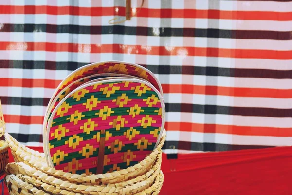 Tailândia Bambu Caseiro Tecer Produtos Locais Para Venda Mercado Rua — Fotografia de Stock