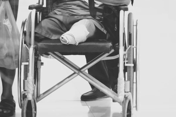 Blurred Amputated Leg Old Man Cause Diabetic Wheelchair — Stock Photo, Image