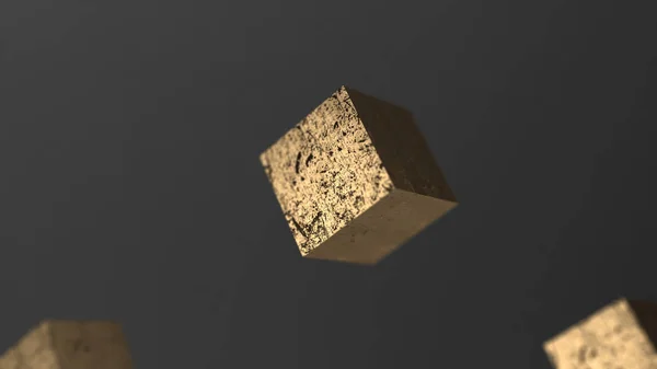 Gravity gold cube rotating abstract background 3d animation 4k