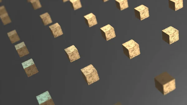 Gravity Gold Cube Roterende Abstracte Achtergrond Animatie — Stockfoto