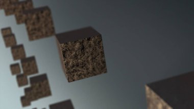 Yerçekimi matal küp soyut arka plan 3d animasyon