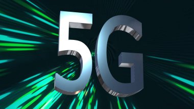 5g Lte bağlantı veri merkezi, sunucu, internet, hız, Dijital Teknoloji Arka Plan 3d Animasyon