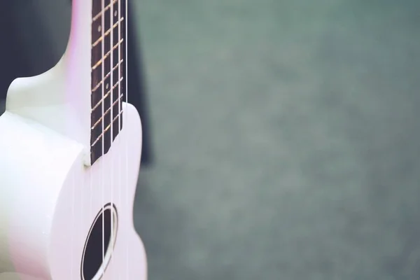 Beatiful Ukulele Fundo Closeup Com Cópia Espaço Closeup — Fotografia de Stock