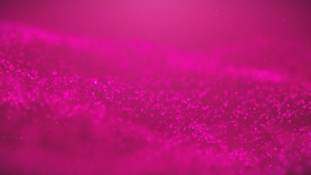 流行抽象背景闪亮的粉红色尘埃颗粒星火花波循环3D动画4K — 图库视频影像