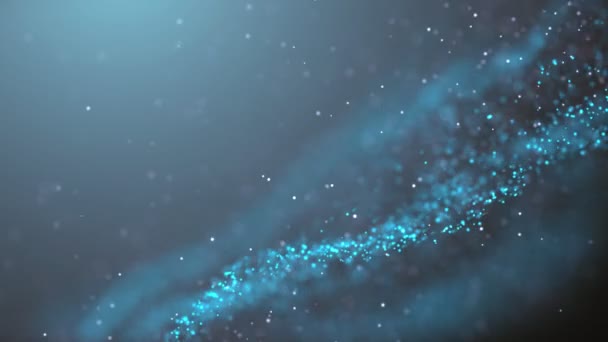 人気の抽象的な背景輝く青い塵の粒子の星は波ループ3Dアニメーション4Kを火花 — ストック動画