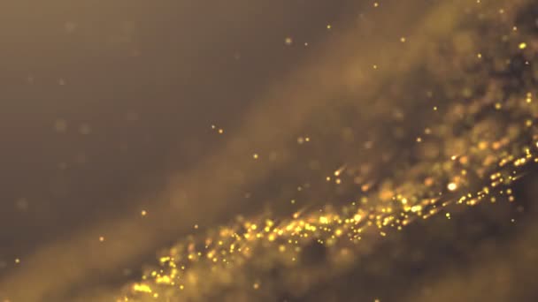 Popular Abstrato Fundo Brilhante Ouro Poeira Partículas Estrelas Faíscas Onda — Vídeo de Stock