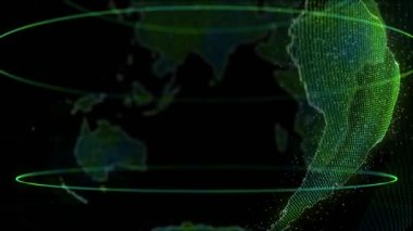 Dijital Dünya Dönen Küresel ağ konsepti 3d animasyon 4k