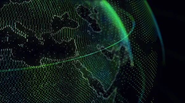 Digital Earth Rotating Global network concept 3d animation