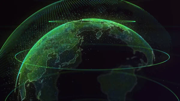 Digital Earth Rotating Global network concept 3d animation