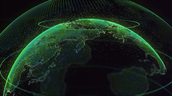 Digital Earth Rotating Global network concept 3d animation