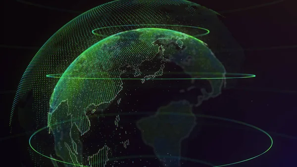 Digital Earth Rotating Global network concept 3d animation