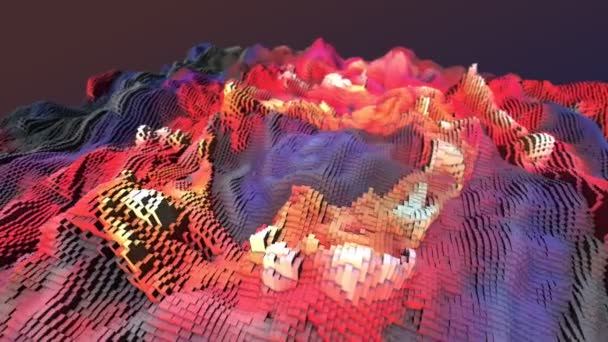 Абстрактный Фон Цифровые Кубики Блокчейн Размахивая Ландшафтом Рендеринга Анимация — стоковое видео