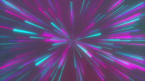 Abstract Kosmisch Futuristische Tunnel Hyper Sprong Melkweg Lichtsnelheid Neon Gloeiend — Stockfoto