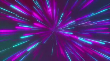 Soyut kozmik, fütüristik tünel, hiper atlama galaksiye ışık hızı neon parlaması, 3D görüntüleme.