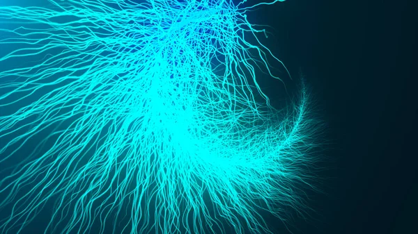 粒子不对称分形网络 神经元 毛细血管生长3D渲染 — 图库照片