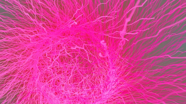 粒子非対称分岐フラクタルネットワーク ニューロン 毛細血管成長3Dレンダリング — ストック写真