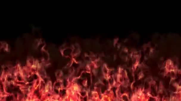 Inferno Вогняна Стіна Чорному Фоні Рендерингу — стокове відео