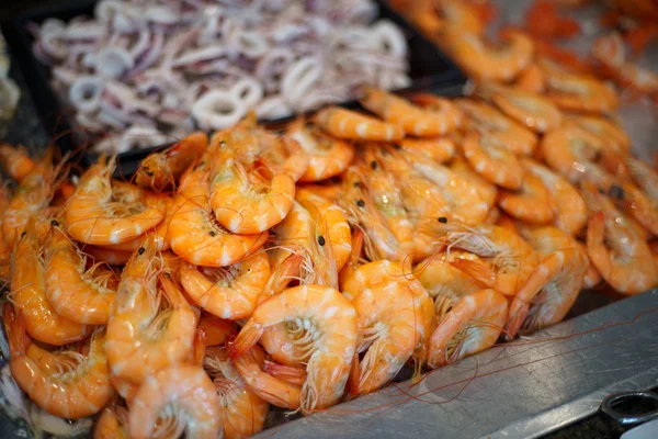 Raw Fresh Shrimp Ice Seafood Restaurant — Stock Photo, Image
