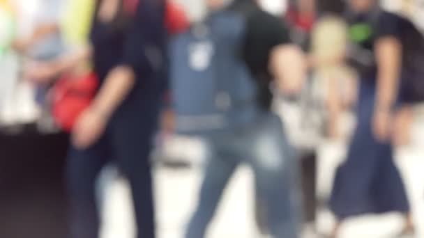 Abstract Blurred Background Walking People Passengers Hall Airport — Stock Video